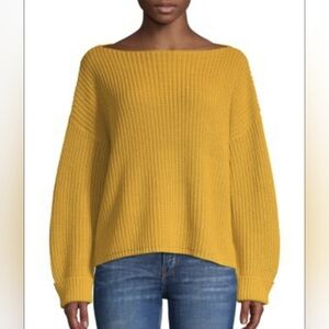 French Connection Boxy Oversized Mille Mozart Mustard Yellow Sweater Large